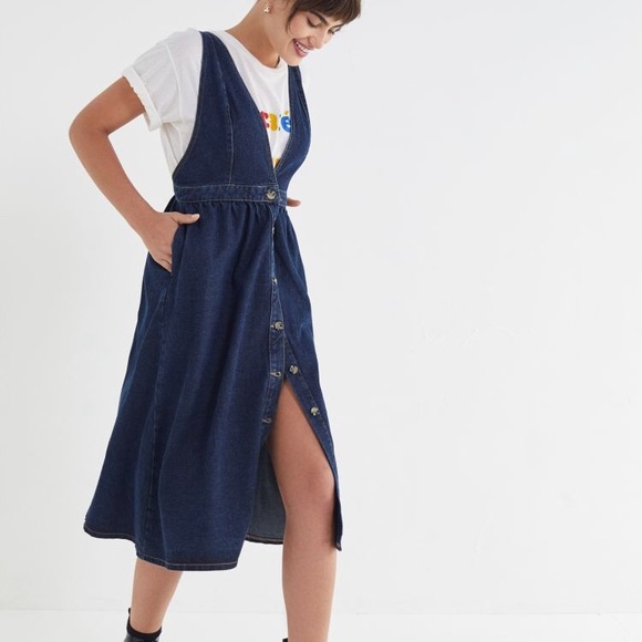 Urban Outfitters | Dresses | Urban Outfitters Denim Overall Midi Dress Xs |  Poshmark